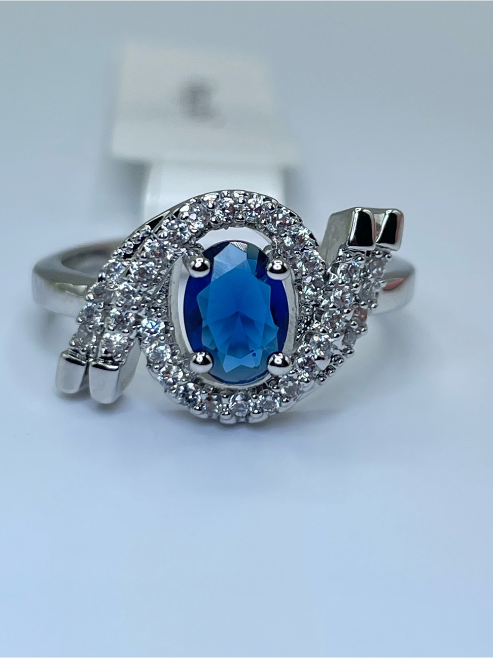 Swarovski Crystal Elements Sapphire Blue Swarovski Elements Halo Ring Size 7